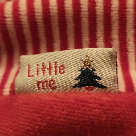 Little Me "My First Christmas" striped velour footed sleeper/romper - Picture 5 of 5